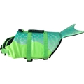 Mermaid dog life jacket in bright green with silver fish scales and rescue handle - Gradient Mermaid Green