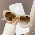 Cat eye sunglasses in beige frames with brown gradient lenses for stylish women - Grey Yellow Frame Gradient Tea Lens