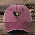 Gorra de béisbol granate de algodón lavado con águila sobre fondo madera retro - Talla única / Burdeos