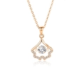 Élégant collier feuilles de ginkgo en or rose avec pierre de zircone et pavé serti - Zirconia Diamant Blanc Or Rose (FDTD-039) / Argent 925