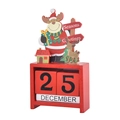 Calendario natalizio in legno rosso con renna che mostra la data del 25 dicembre festivo - Renna Rossa