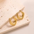 Boucles d'oreilles créoles irrégulières dorées 18 carats sur base en pierre - EH068/Cliqueur Minimaliste Irrégulier