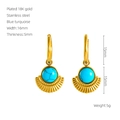 Detalles técnicos de pendientes de acero inoxidable oro 18K con turquesa azul - Estilo de Colgante de Abanico Bohemio Dorado Turquesa (ZE475G)