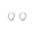 Minimalist silver stainless steel hoop earrings with polished metallic finish - 2.0*8mm / Steel