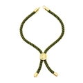 Deep green woven rope bracelet with gold Tree of Life sliding metal buckle - Bracelet: 20