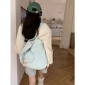Sac fourre-tout en nylon bleu clair avec cordon, porte-monnaie et charm ours en peluche - Vert Menthe