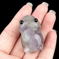 Amethyst fluorite crystal monster carving figurine in purple and green stone finish - Fluorite