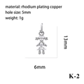 Silver girl pendant with cubic zirconia and rhodium plating, 13x6mm size for DIY necklaces - Silver Triangle Body Girl (P05823-K-2)