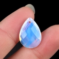 Blue-white faceted teardrop crystal pendant with pearly luster for DIY jewelry making - Opal (Synthetic)