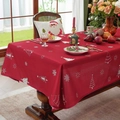 Waterproof red Christmas tablecloth with white snowflake patterns for festive dining decor - Printed Red Base Christmas (Non-waterproof)