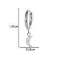 Silver titanium sleeper hoop earring with sparkling moon pendant and clear zircons - Moon Pendant (T2595-8#Silver)