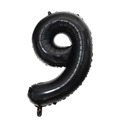 Detailed view of a 40-inch black number 9 foil balloon for birthday party decoration - Black Style 9