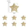 Set of 6 golden glitter star Christmas tree ornaments measuring 5cm with hanging loops - 5cm (Without Ring) / Gold