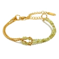18K gold plated stainless steel twist chain bracelet with faceted green stone beads - Light Green Natural Stone Splicing (Gold Twist Chain-5)