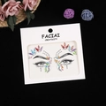 Autocollants de visage en strass colorés pour festivals de musique et fêtes sur fond noir - Multicolore AB