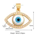 Lucky evil eye charm pendant with natural shell and zircons in gold-plated finish - L559405-Gold Shell Horizontal Eye