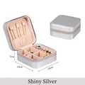 Silver glossy travel jewelry box 10x10x5cm with zipper closure and modular interior - 10*10*5cm / Glossy Silver