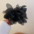 1# Black Mesh Flower Hair Claw