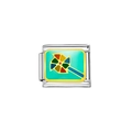 Italian charm link in silver stainless steel with a colorful windmill on teal enamel - Windmill Design (Y47) / Colorful