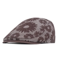 Braune Schiebermütze mit Gänseblümchen-Jacquard und Twill-Textur im Retro-Stil - Kaffeebraun