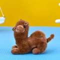 Close-up detail of soft brown plush camel keychain with single hump design - 13cm / Lying Camel (Bead Chain) / Dark Brown