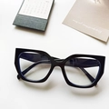 Classic black oversized cat-eye glasses with glossy frame and blue light blocking lenses - Black