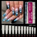 Size chart for 240pcs XXXL extra long clear false nail tips in 12 different sizes - Natural Color - Trapezoidal French - H104-14