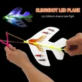 LED flashing slingshot foam plane toy with launcher for night flight games for kids - Glowing Elastic Airplane (Standard Model)