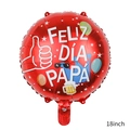 18-inch red Spanish Feliz Día Papá foil balloon for Father's Day party decoration - 18 Inch Spanish Red Background Father's Day