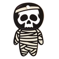 Cartoon skeleton mummy gift tag in black and white for Halloween cookie decoration - Mummy
