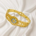 Elegante bracciale in acciaio al titanio dorato con albero della vita, margherita e cuori - Girasole Oro
