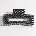 Classic black and white checkered rectangular hair claw clip in smooth acetate material - Transparent Black Small Grid