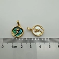 18K gold-plated rose flower charm with natural shell inlay and measuring scale detail - Gold Round Rose (Abalone Shell)