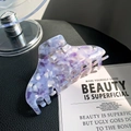 Large marble purple acetate hair claw clip with elegant swirl pattern for women - Floral Purple 10cm