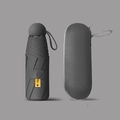 Dark grey mini capsule folding umbrella with a matching hard storage case and F50+ tag - Without Box / 8 Ribs Thickened Black Glue / Black