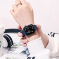 Deep blue LED digital watch with silicone strap shown in a modern lifestyle setting - Blue