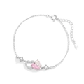 Elegant 925 sterling silver chain necklace with pink and white heart-shaped gemstones - Heart Bracelet (S0287) / 925 Silver