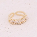 Detail of gold double-layered open ring with rectangular zircons on textured stone - Double Layer Rectangular Clear Zircon (7#)