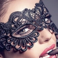 Elegant black lace masquerade mask with sequins for women's party costume dress-up - Black Sequin Lace Mask