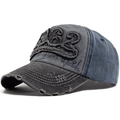 Distressed vintage baseball cap in grey and navy blue with 1962 embroidery - Black and Navy Patchwork / Adjustable