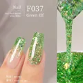 Sparkling green glitter gel nail polish in shade F037 with a high density finish - F037 Green Elf