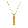 Detailed close-up of 18K gold-plated Aries tarot pendant with embossed zodiac sunburst - Aries