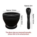 Matte black stone mortar and pestle set for grinding garlic and spices, size 10.6x8.6cm - Small Classic Style / Black with Net Bag
