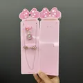 Pink polka dot bow jewelry display card for hair clips and rings 26.8cm long - The Kp966 Set Contains Approximately 100 Cards.