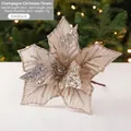 Champagner Gold 24cm Glitzer Weihnachtsstern Blume für Weihnachtsbaum Dekoration - Champagner