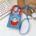 Cute blue knit phone crossbody bag with watermelon rabbit design and cool summer text - Watermelon Rabbit Blue