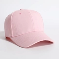 Classic pastel pink cotton six-panel baseball cap with curved brim and breathable eyelets - One Size / Pink
