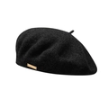 Basco classico in lana nera con decorazione in metallo dorato per un elegante look invernale - Taglia unica / Nero