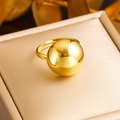 Polished gold spherical ring with adjustable band on luxury silk jewelry box - Gold Spherical Ring (R456)