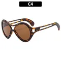 Fashion oversized tortoiseshell sunglasses with dark brown lenses and hollow temples - Tortoiseshell Frame Tea Lens